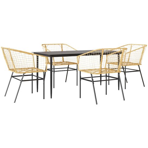 vidaXL Vrtni blagovaonski set od 5 dijelova  smeđi  poliratan  staklo - Smeđa 160 x 80 x 74 cm 4 Cijene