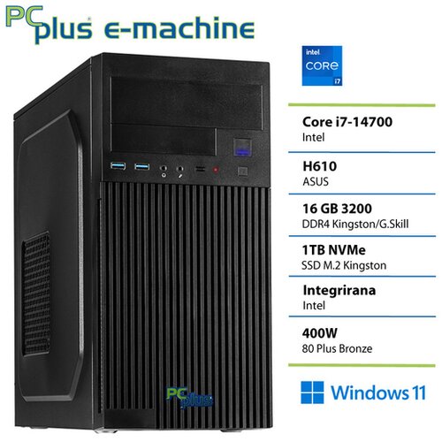 PCPLUS namizni računalnik e-machine i7-14700/16GB/SSD 1TB/Win 11 Pro/integrirana Intel/148011 Cene