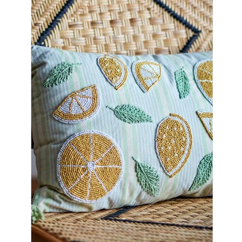 Bloomingville Bombažna okrasna blazina 35x50 cm Lemon &amp;ndash; Slike