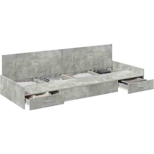  S uzglavljem s ladicama Betonska siva 100 x 200 cm Konstruirano drvo Slike