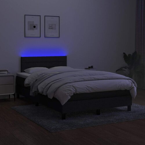 box spring s madracem LED crni 120 x 200 cm od tkanine Slike