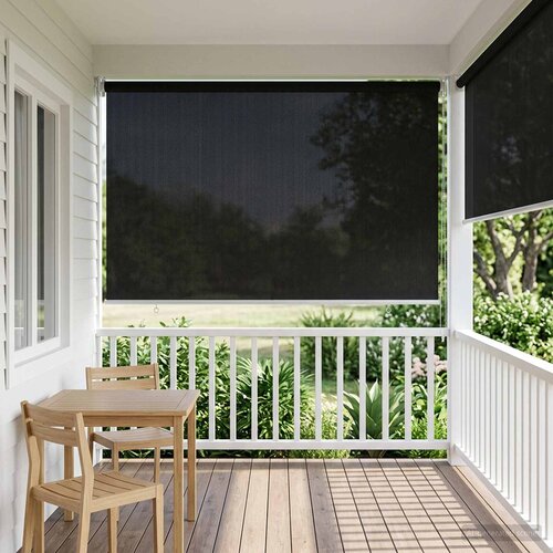  Vanjska roleta 90% blokada UV zraka Crna 140 x 140 cm HDPE Slike