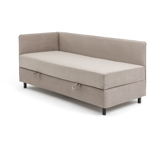 Bonami Selection Smeđe-sivi tapecirani krevet s prostorom za odlaganje s madracem 90x200 cm Avela &amp;ndash; Slike