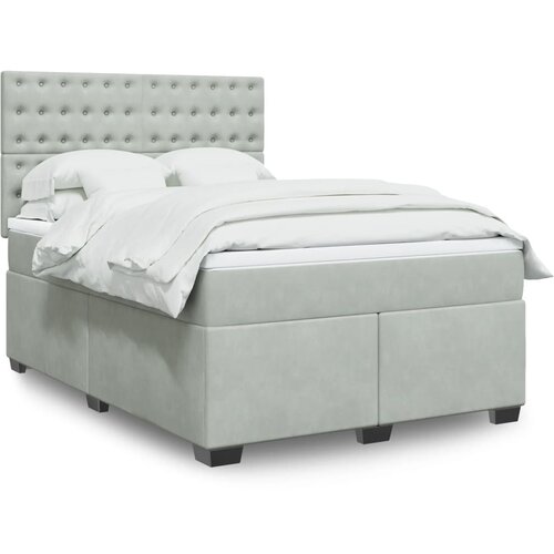  The Living Store Box spring postelja z vzmetnico svetlo siva 140x200 cm žamet - Box Spring Postelja, (21491862) Slike
