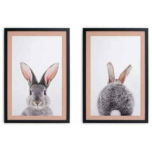 Madre Selva set od 2 slike s crnim okviima Rabbit, 30 x 40 cm