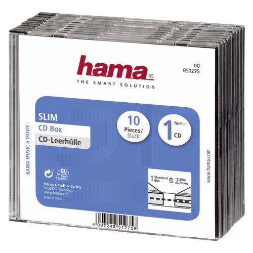 Hama 1x10 CD-Slim Jewel Case clear/black 51275 Slike