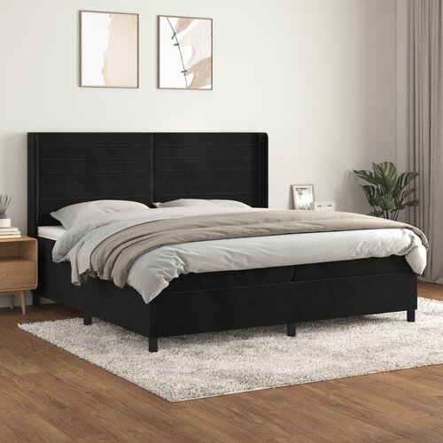vidaXL Box spring postelja z vzmetnico črna 200x200 cm žamet Cene