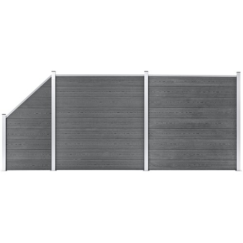 vidaXL wpc ograjni paneli 2 kvadratna + 1 poševni 446x186 cm sivi Cene