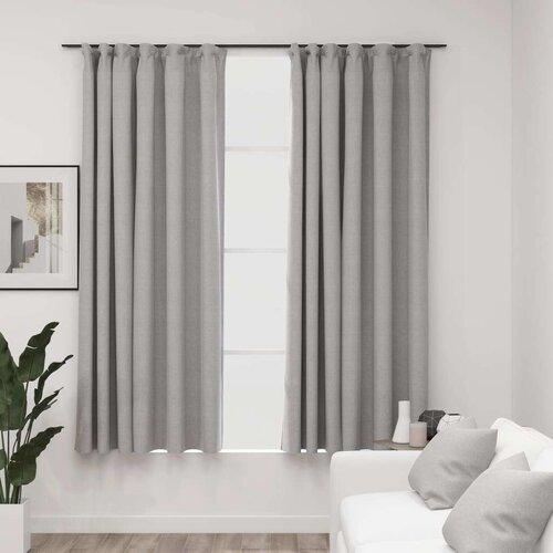  Zavjese za zamračivanje s kukama 2 kom sive 140 x 175 cm Slike
