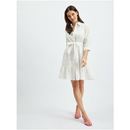 Orsay White Patterned Shirt Dress - Women Slike