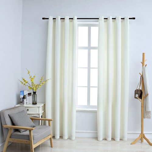 VidaXL Zavjese za zamračivanje 2 kom bar&amp;scaron;unaste krem 140 x 225 cm Slike