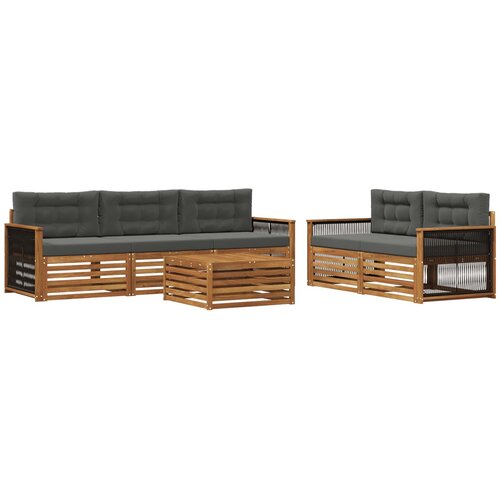 vidaXL Zunanja garnitura za sedenje 6 pcs Naravna in antracitna, (5000281227) Cene