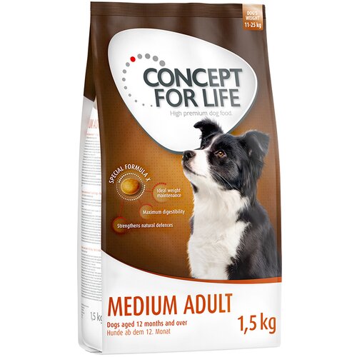 Concept for Life suha pasja hrana 4 x 1 kg / 1,5 kg po posebni ceni! - Medium Adult 6 kg (4 x 1,5 kg) Slike