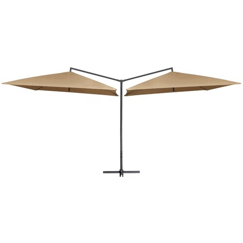 vidaXL Dvojni senčnik z jeklenim drogom 250x250 cm taupe, (20693124) Cene