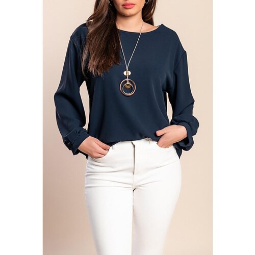 Fenzy Bluza S Ogrlicom, Tamno Plava Slike