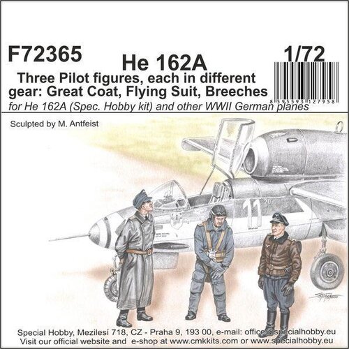 Special-Hobby He 162 - Three Pilot figures, each in different gear: Great Coat, Flying Suit, Breeches, (21287361) Cene