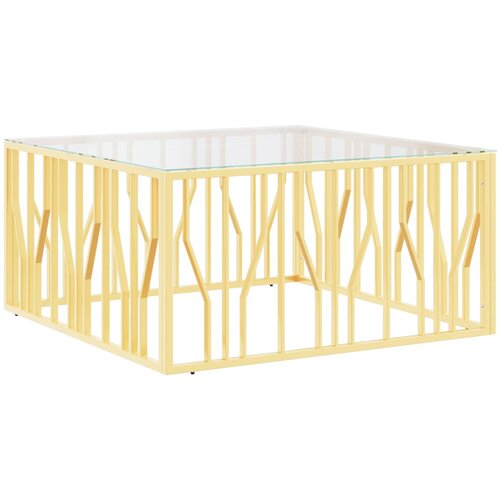 Maison Chic Klubska mizica - kavna mizica - Nizka mizica 100x100x50 cm nerjaveče jeklo in steklo, (21753514) Slike