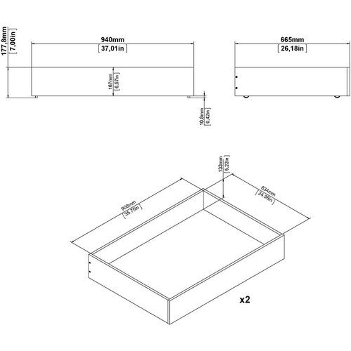Tvilum Crne ladice za ispod kreveta u setu 2 kom 90x190/140x190 cm Naia &amp;ndash; Slike