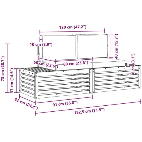  Set vanjskih sofa s jastukom 2 Komad Prirodna i krem Slike