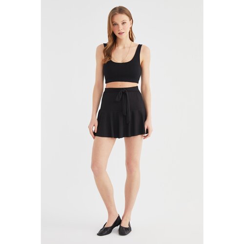Trendyol Black Skirt Look Ribbed Knitted Shorts &amp;amp; Bermuda Slike