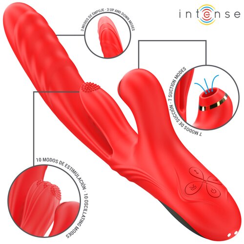 Intense Karol Multifunction Vibrator Thrust &amp;amp; Stimulation &amp;amp; Suction Red Slike