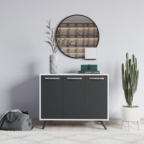 Hanah home Komoda Piffa 100x82x35cm Bijelo-antracit Cene