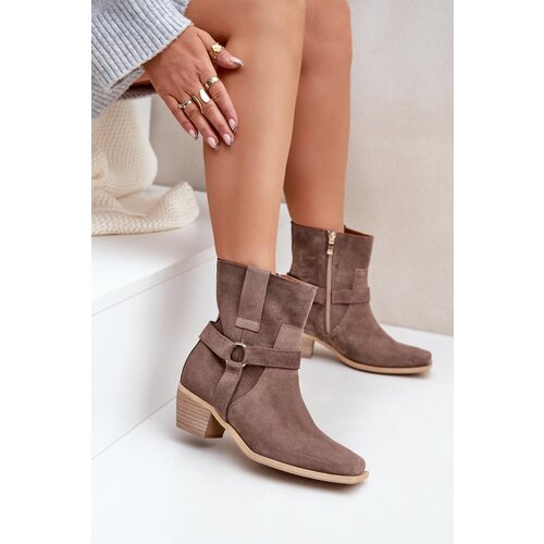Zazoo Suede Ankle Boots With Heel Brown Cijene