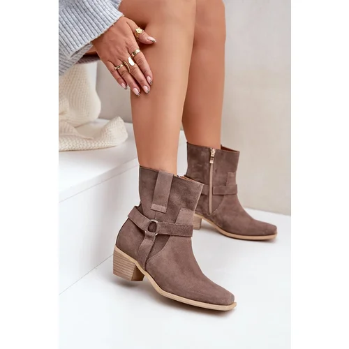 Zazoo Suede Ankle Boots With Heel Brown