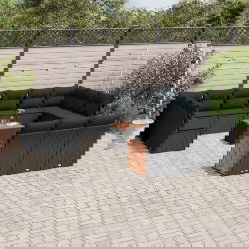 VidaXL 14-dijelni set vrtnih sofa s jastucima poliratan crni Slike