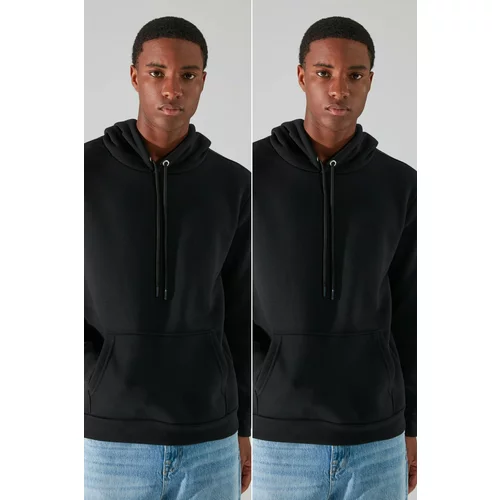 Trendyol Black Men Regular Fit Hoodie 2-Pack Sweatshirt