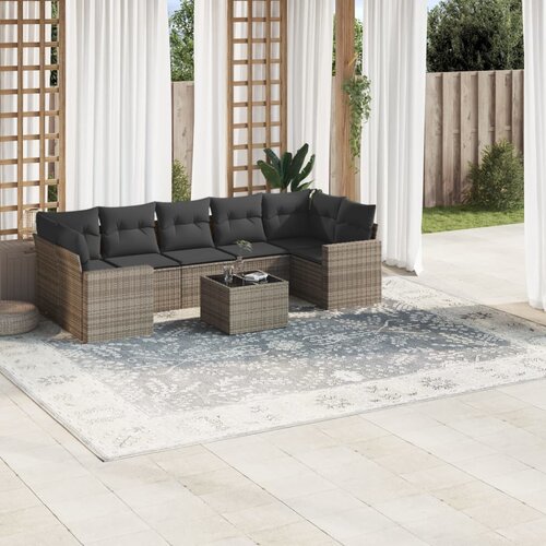 vidaXL 8-dijelni set vrtnih sofa od poliratana s jastucima sivi Cijene