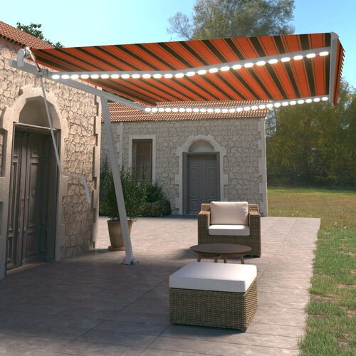 vidaXL Automatska tenda sa senzorom LED 450x350 cm narančasto-smeđa Cijene