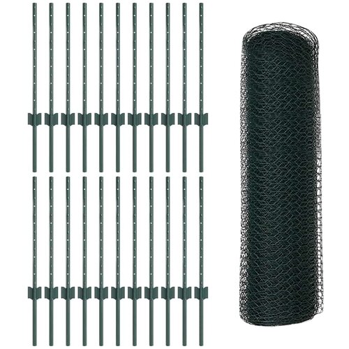  Heksagonalna ograda s stubom 50 x 0,6 m Čelik premazan PVC-om Slike
