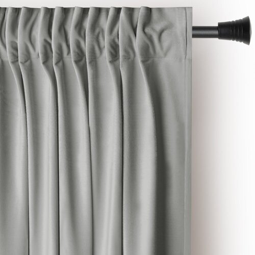AmeliaHome Svijetlo siva zavjesa za djelomično zamračenje od samta 140x270 cm Pleat &amp;ndash; Slike
