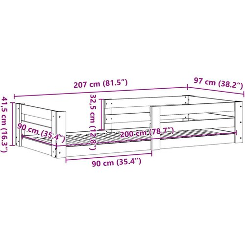 VidaXL Okvir kreveta bez madraca 90 x 200 cm od masivne borovine Slike