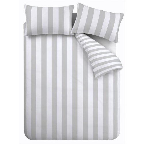 Catherine Lansfield Bijela/siva posteljina za bračni krevet/za produženi krevet 230x220 cm Cove Stripe &amp;ndash; Slike