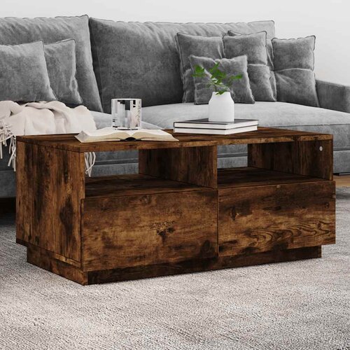  Stolić za kavu s LED svjetlima boja dimljenog hrasta 90x49x40cm Cijene