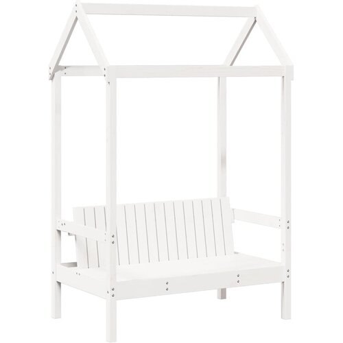  Set kreveta i klupe s krovom bijeli 75x190 cm puno drvo bor Slike