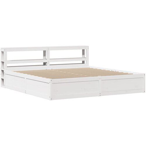 vidaXL Posteljni okvir z vzglavjem bel 200x200 cm trdna borovina, (21321714) Cene