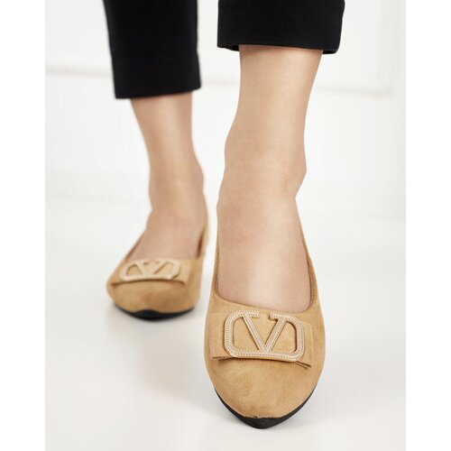 Resti Women's beige ballerinas with an ornament on the toe Cavo - Footwear Cene