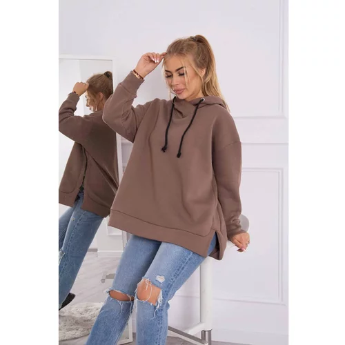 Kesi Insulated sweatshirt with a zipper on the side mocca