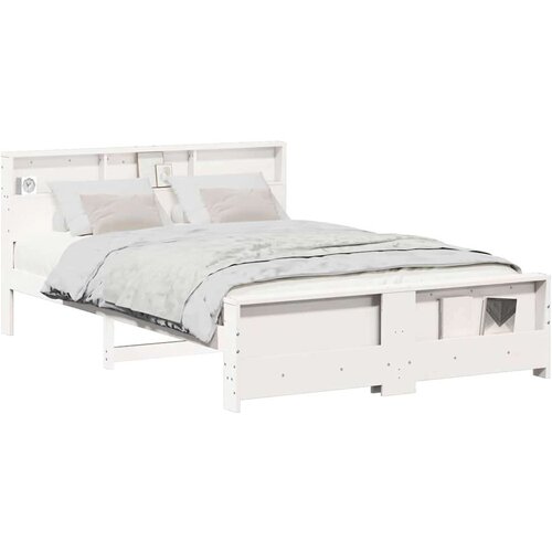 VidaXL krevetna konstrukcija bijelo 150 x 200 cm masivna borovina Slike