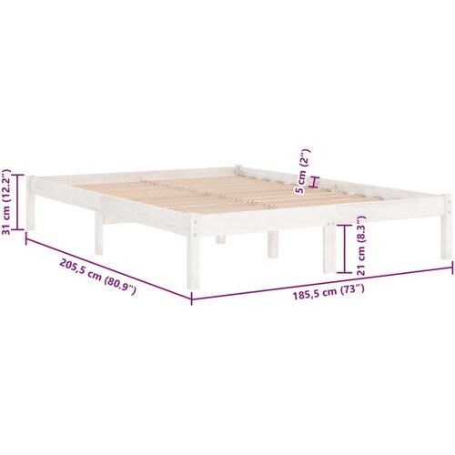 VidaXL Okvir za krevet od borovine bijeli 180 x 200 cm UK super king Slike