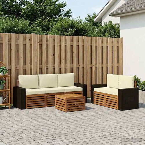  Set vanjskih sofa 6 kom. Prirodna i krem Čvrsto drvo akacije Cijene