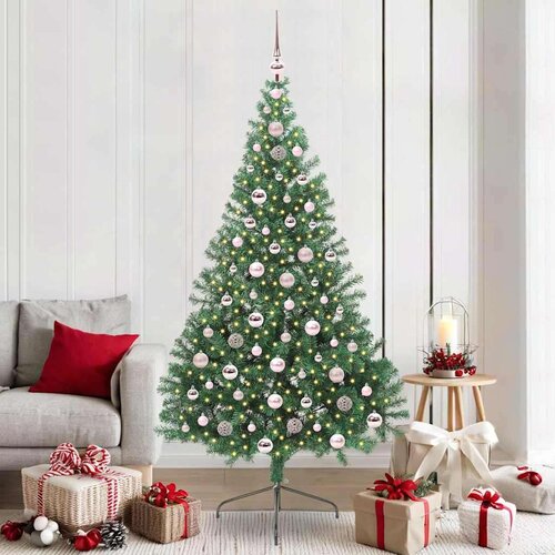 vidaXL Umjetna preddekorirana božićna jelka Zelena 210 cm PVC Cene