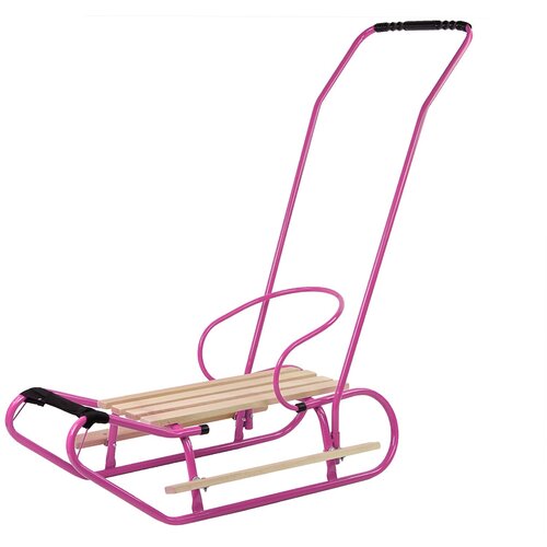 Metal Sled with Push Bar Backrest Strap Pink Cijene