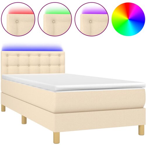 Maison Chic Box spring postelja - Vzmetna postelja z vzmetnico LED krem 90x200 cm blago SL2806, (21900747) Slike