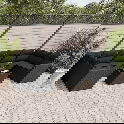 vidaXL 10-dijelni set vrtnih sofa s jastucima crni od poliratana Cijene