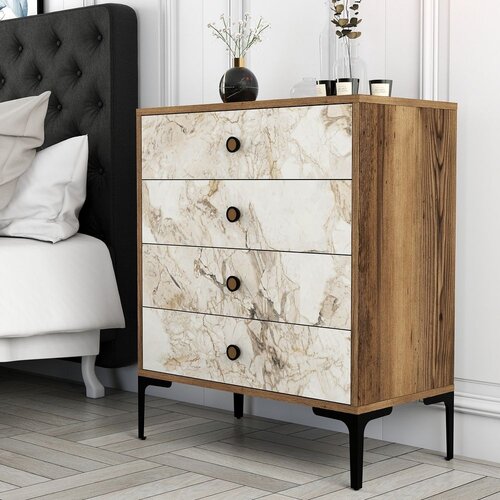 Woody Fashion Lizbon 538 - Walnut, White WalnutWhite Dresser Slike