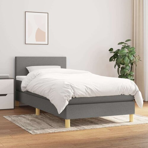  Box spring postelja z vzmetnico temno siva 100x200 cm blago, (20724295) Slike
